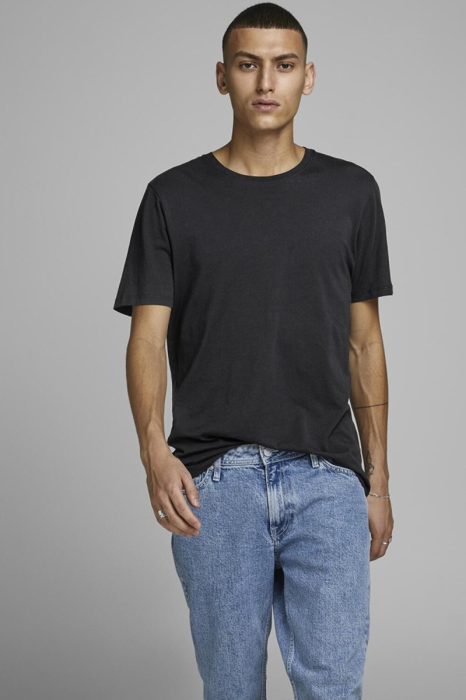 JJEORGANIC BASIC TEE SS O-NECK NOOS 12156101 Black/SLIM